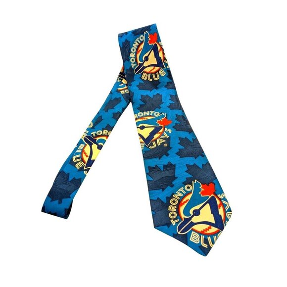 Vintage 1993 Toronto Blue Jays MLB Baseball Ralph Marlin Silk Neck Tie Necktie - Picture 2 of 5